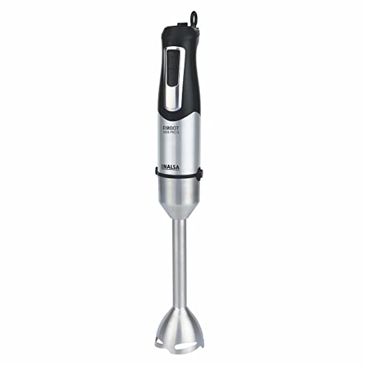 INALSA Hand Blender Robot 1000 Pro S-1000 Watts| Super Silent DC Motor| Variable Speed Control| Detachable Stem for Cleaning & Storage|(Black/Silver) INALSA Hand Blender Robot 1000 Pro S-1000 Watts| Super Silent DC Motor| Variable Speed Control| Detachable Stem for Cleaning & Storage|(Black/Silver)